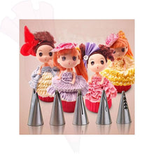 5 Pc Piping Nozzle Set Doll Skirt & Flower Tips Cake Decorating